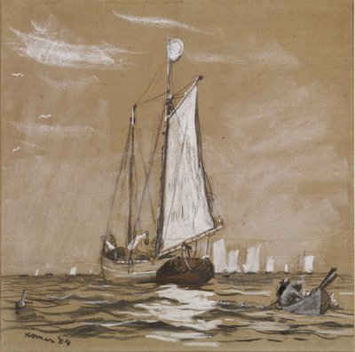 A Fishing Schooner by Winslow Homer